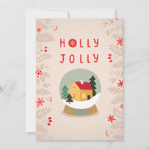 Cartes Pour Fêtes Annuelles Holly Jolly Snow Globe - Un Plaisir De Vacances
