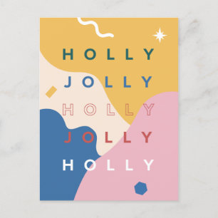 Cartes Pour Fêtes Annuelles Holly Jolly Typographie Noël Abstrait