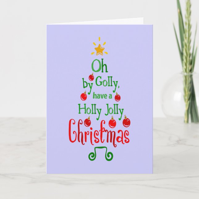 Cartes Pour Fêtes Annuelles Holly Jolly Typography Classic Song, ZSG (Devant)