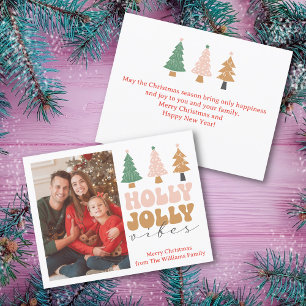 Cartes Pour Fêtes Annuelles holly jolly vibes retro chic photo de noël