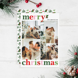 Cartes Pour Fêtes Annuelles Holly Joyeux Noël Bright Amusement Famille