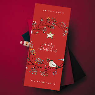 Cartes Pour Fêtes Annuelles Holly Red Minimal Appartement Joyeux Noël Star Pho
