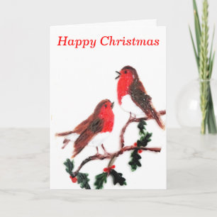 Cartes Pour Fêtes Annuelles Holly Robin Art Festival