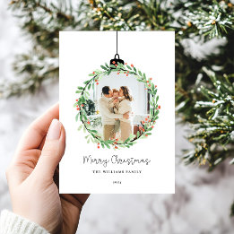 Cartes Pour Fêtes Annuelles Holly Wreath Orament Joyeux Noël Photo