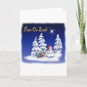Cartes Pour Fêtes Annuelles homme de neige paix sur terre
