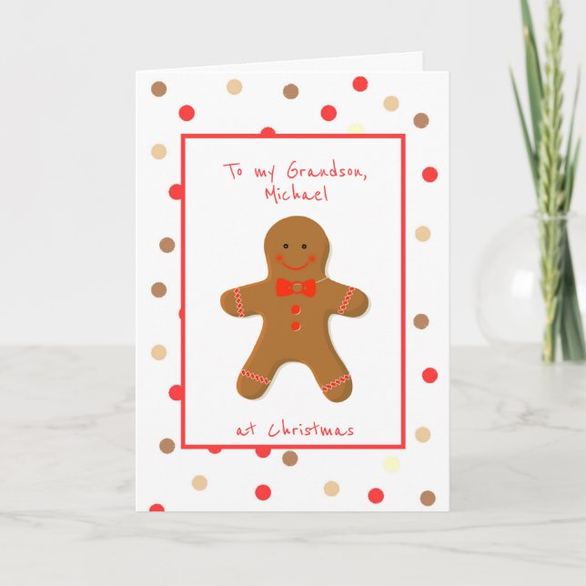 Cartes Pour Fêtes Annuelles Homme en pain d'épices pour petit-fils (Devant)
