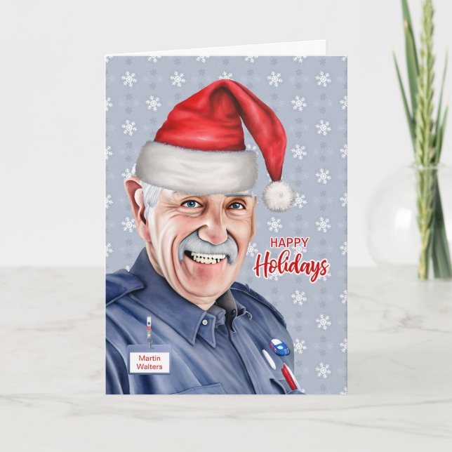 Cartes Pour Fêtes Annuelles Homme Potier Noël Nom personnalisé (Devant)