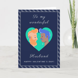 Cartes Pour Fêtes Annuelles Hommes gays Couple Love Valentine's Day Striped Mo