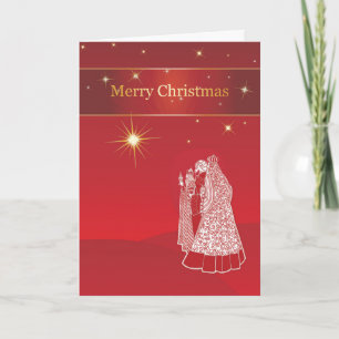 Cartes Pour Fêtes Annuelles Hommes sages Noël religieux sur Arrière - plan rou
