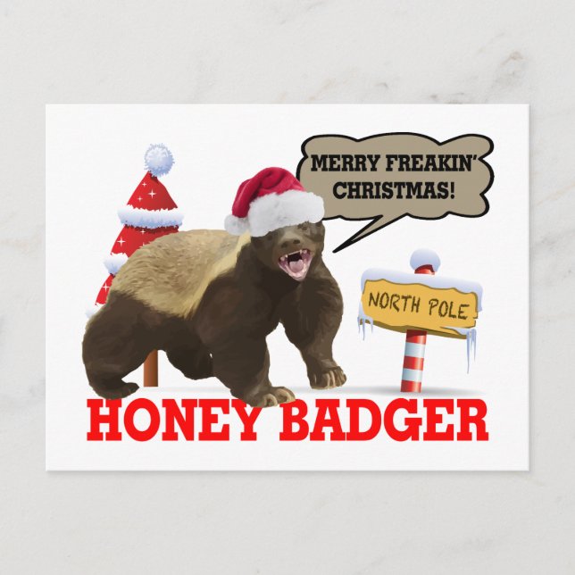 Cartes Pour Fêtes Annuelles Honey Badger Merry Freakin' Christmas (Devant)