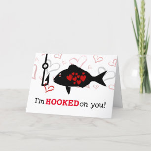 Cartes Pour Fêtes Annuelles Hooked On You Heart and Fish Valentine's Day