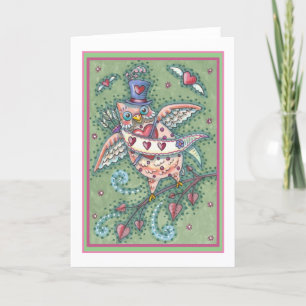 CARTES POUR FÊTES ANNUELLES HOOTS BLANCS N' COEURS CUPID OWL VALENTINE