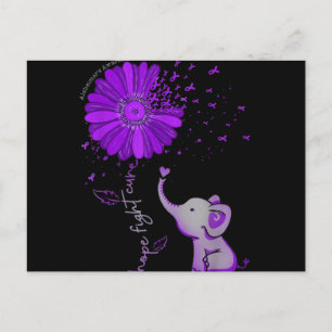 Cartes Pour Fêtes Annuelles Hope Fight Cute Elephant Alzheimer's Purple Ribbon