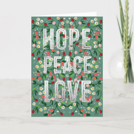 Cartes Pour Fêtes Annuelles Hope Peace Love Noël botanique