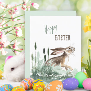 Cartes Pour Fêtes Annuelles Hoppy Bunny Pâques Pastel Floral Aquarelle
