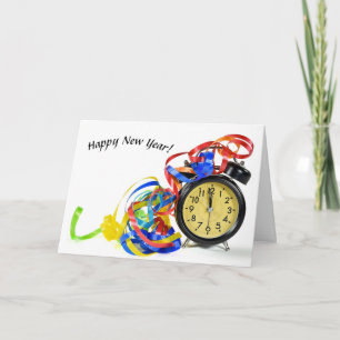 Cartes Pour Fêtes Annuelles Horloge du Nouvel An avec des rubans
