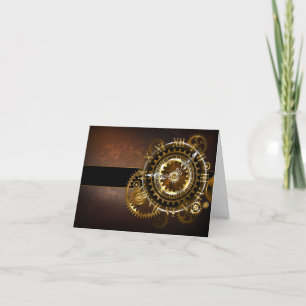 Cartes Pour Fêtes Annuelles Horloge Steampunk avec des engrenages anciens