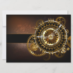 Cartes Pour Fêtes Annuelles Horloge Steampunk avec des engrenages anciens