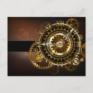 Cartes Pour Fêtes Annuelles Horloge Steampunk avec engrenages antiques