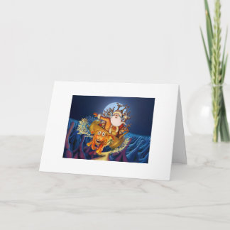 Cartes Pour Fêtes Annuelles Hors du contrôle Père Noël Sleigh avec le renne