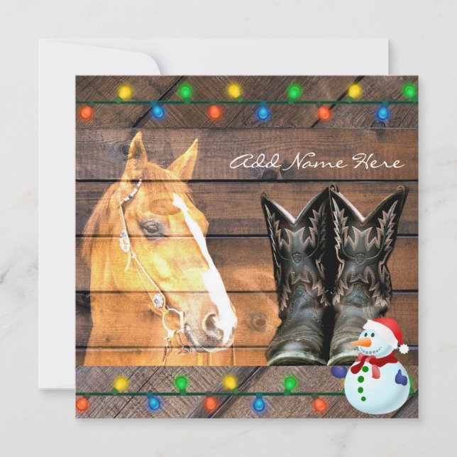 Cartes Pour Fêtes Annuelles Horse Cowboy Boots Rustic Barque (Devant)