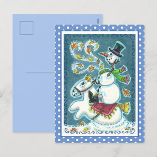 CARTES POUR FÊTES ANNUELLES HORSEMAN SNOWMAN SANS TÊTE, HUMOUR XMAS HALLOWEEN,