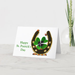 Cartes Pour Fêtes Annuelles Horseshoe Shamrock Ladybugs St. Patricks Day