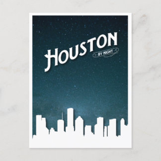 Cartes Pour Fêtes Annuelles Houston by Night Skyline - Houston, Texas, États-U
