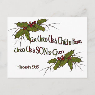 Cartes Pour Fêtes Annuelles Houx de Noël religieux, Isaïe, élégant, simple
