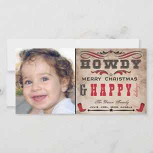 Cartes Pour Fêtes Annuelles Howdy Cowboy Western Xmas