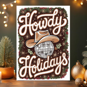 Cartes Pour Fêtes Annuelles Howdy Holidays Western Cowboy Disco Ball Noël