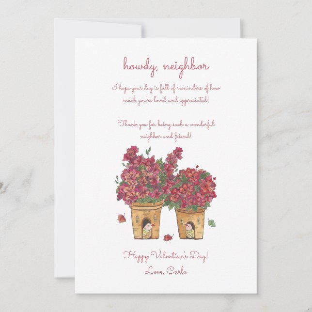 Cartes Pour Fêtes Annuelles Howdy Neighbor Valentine's Day (Devant)