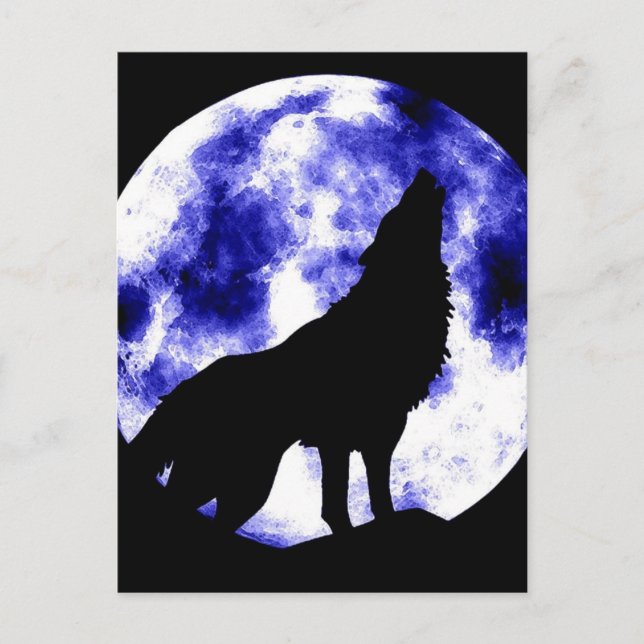 Cartes Pour Fêtes Annuelles Howling Wolf à Moon (Devant)