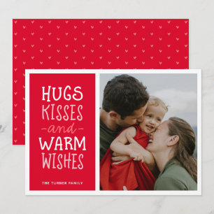Cartes Pour Fêtes Annuelles Hugs Baisers Chaleureux Voeux Très Simple Rouge Un