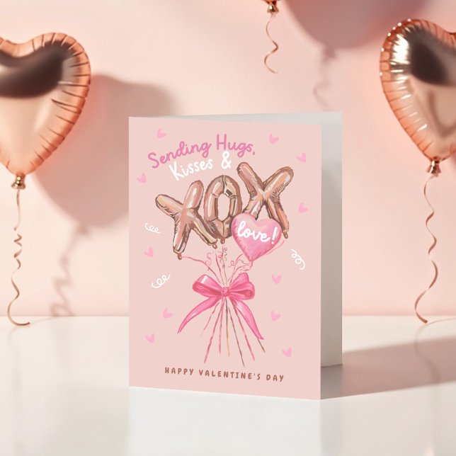 Cartes Pour Fêtes Annuelles Hugs Baisers & Love Ballons Valentine (Hugs Kisses & Love Foil Balloons Valentine Card)