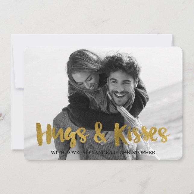 Cartes Pour Fêtes Annuelles Hugs & Kisses Gold Foil Valentine's Day Photo (Devant)