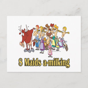 Cartes Pour Fêtes Annuelles huit domestiques a-traite 8e jour noël
