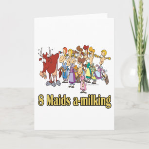 Cartes Pour Fêtes Annuelles huit domestiques a-traite 8e jour noël
