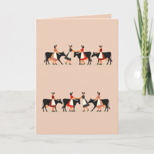 Cartes Pour Fêtes Annuelles Huit servantes trayant un pochoir découpé de style