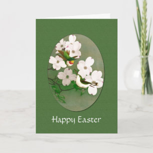 Cartes Pour Fêtes Annuelles Humming Birming on Dogwood Salutation de Pâques