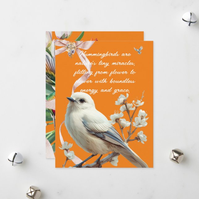CARTES POUR FÊTES ANNUELLES HUMMINGBIRDS (Devant/Arrière en situation)