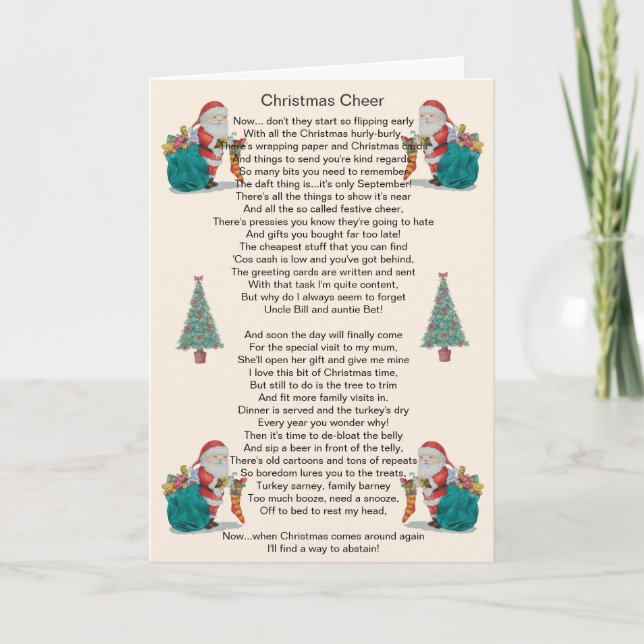 Cartes Pour Fêtes Annuelles humorus christmas poem santa and xmas tree (Devant)