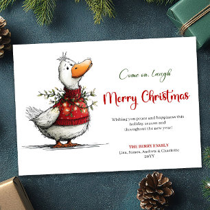 Cartes Pour Fêtes Annuelles Humour de joyeux Noël Canard en aquarelle