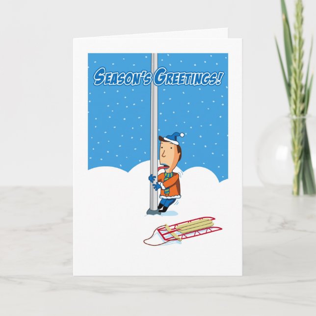 Cartes Pour Fêtes Annuelles Humour de Noël, langue collée à pôle Salutations (Devant)