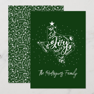 Cartes Pour Fêtes Annuelles Hunter Green Joy Vacances Feuilles Texas Forme