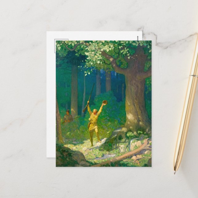 Cartes Pour Fêtes Annuelles Huntsman par Newell Convers Wyeth (Devant/Arrière en situation)
