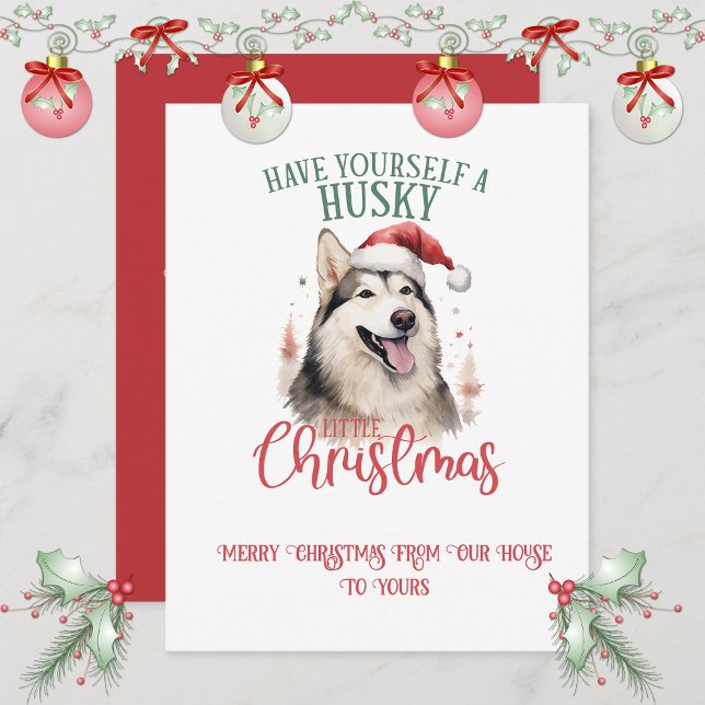 Cartes Pour Fêtes Annuelles Huskey Whimsical Christmas | (Créateur téléchargé)