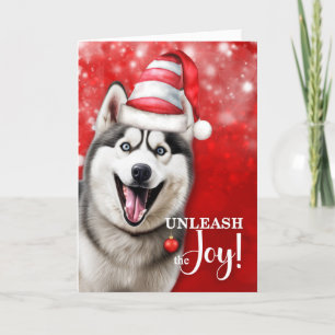 Cartes Pour Fêtes Annuelles Husky Dog déchaîner la joie Noël