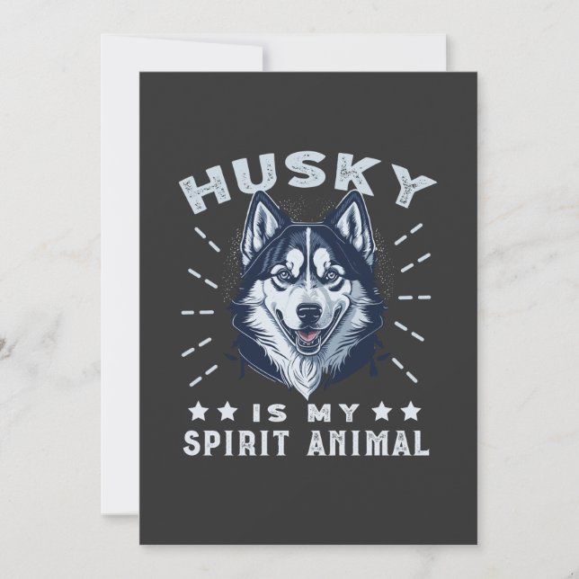 Cartes Pour Fêtes Annuelles Husky Est Mon Esprit Animal Majestic Husky Chien (Devant)