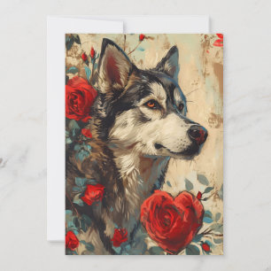Cartes Pour Fêtes Annuelles Husky Vintage Saint-Valentin 